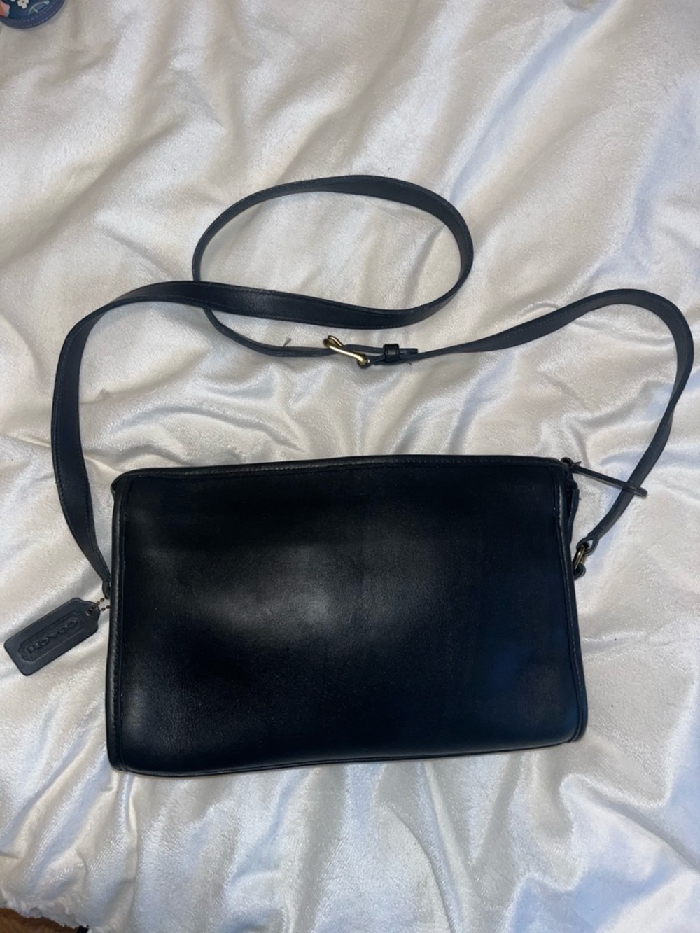 Vintage rare 9944 blue  Coach Black Leather Crossbody Bag